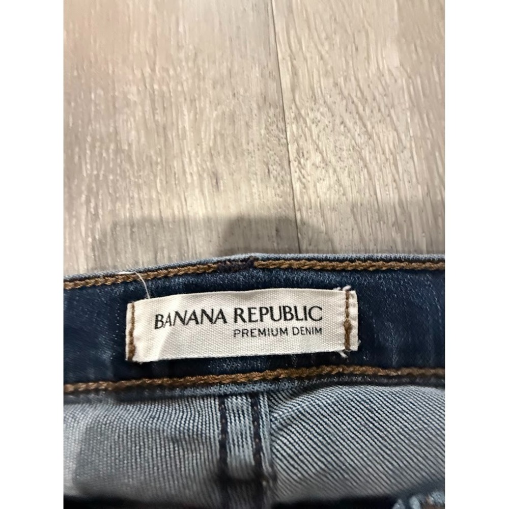 Banana Republic Premium Denim‎ Skinny Ankle Jeans 25P Dark Wash Distressed Knee - Picture 3 of 7